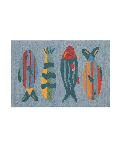 Liora Manne Frontporch Fishes Area Rug, 2'6 X 4' In Aqua