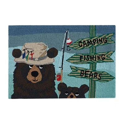 Liora Manne Frontporch Fishing Bears Hand Tufted Washable Indoor Outdoor Rectangular Accent Rug In Multi