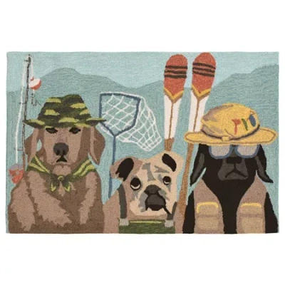 Liora Manne Frontporch Fishing Patrol Animal Hand Tufted Indoor Outdoor Rectangular Accent Rug In Multi