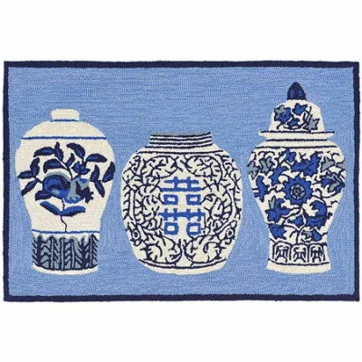 Liora Manne Frontporch Ginger Jars Indoor/outdoorrug In Blue