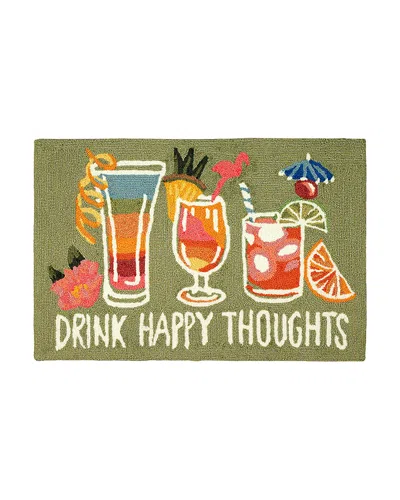 Liora Manne Frontporch Happy Drinks Outdoor Runner, 2' X 5' In Green