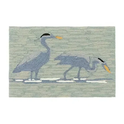Liora Manne Frontporch Heron Lake Hand Tufted Washable Indoor Outdoor Rectangular Accent Rug In Blue