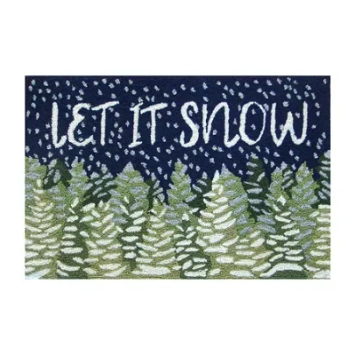 Liora Manne Frontporch Let It Snow Hand Tufted Washable Indoor Outdoor Rectangular Accent Rug In Green