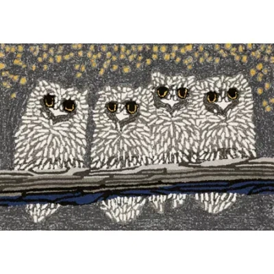 Liora Manne Frontporch Owls Indoor/outdoor Runnerrug In Gray