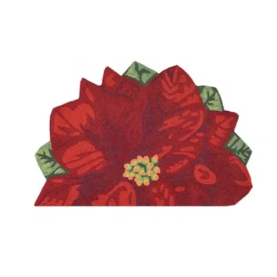 Liora Manne Frontporch Poinsettia Indoor/outdoor Wedge Accent Rug In Red
