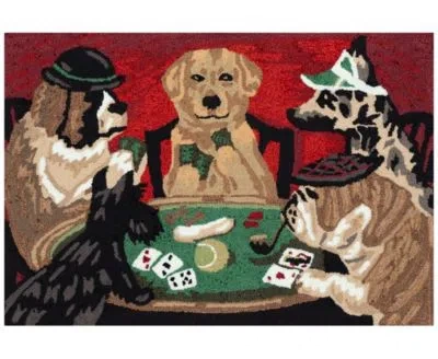 Liora Manne Frontporch Poker Pups Rug Collection In Multi