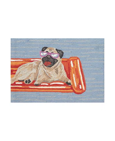 Liora Manne Frontporch Pool Party Pug Area Rug, 2'6 X 4' In Blue