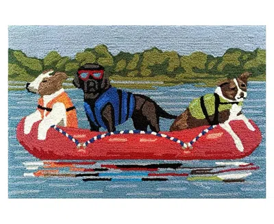 Liora Manne Frontporch Rafting Dogs 1'8"x2'6" Area Rug In Multi