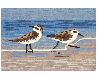 Liora Manne Frontporch Sandpipers 2'6"x4' Area Rug In Blue,brown