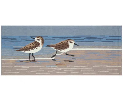 Liora Manne Frontporch Sandpipers 2'x5' Runner Area Rug In Blue,brown