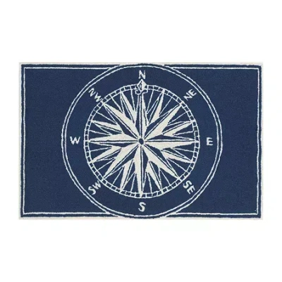 Liora Manne Frontporch Single Compass Hand Tufted Washable Rectangular Accent Rug In Blue