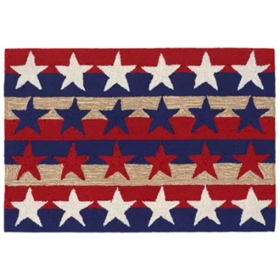 Liora Manne Frontporch Stars And Stripes Hand Tufted Indoor Outdoor Rectangular Accent Rug In Multi