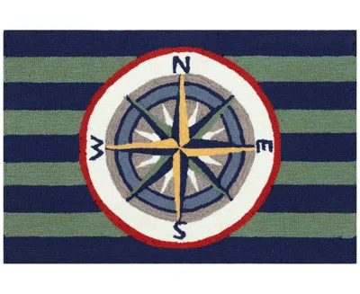 Liora Manne Frontporch Striped Compass 1'8"x2'6" Area Rug In Multi