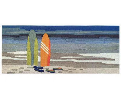 Liora Manne Frontporch Surf Break 2'x5' Runner Area Rug In Ocean