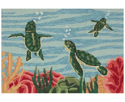 LIORA MANNE FRONTPORCH SWIMMING BABY TURTLES 2'6"X4' AREA RUG