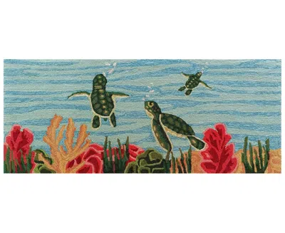 LIORA MANNE FRONTPORCH SWIMMING BABY TURTLES 2'X5' RUNNER AREA RUG