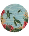 Liora Manne Frontporch Swimming Baby Turtles Round Area Rug, 3' X 3' In Multi