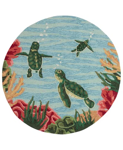 LIORA MANNE FRONTPORCH SWIMMING BABY TURTLES 3'X3' ROUND AREA RUG