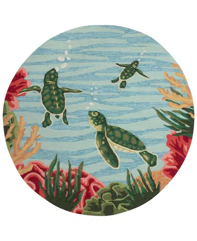 LIORA MANNE FRONTPORCH SWIMMING BABY TURTLES 5'X5' ROUND AREA RUG