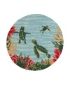 Liora Manne Frontporch Swimming Baby Turtles Round Area Rug, 3' X 3' In Multi