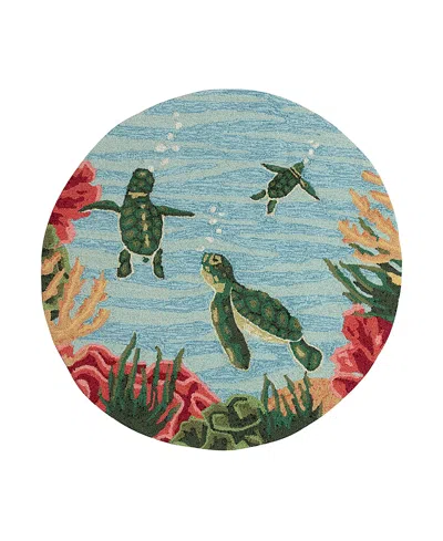 Liora Manne Frontporch Swimming Baby Turtles Round Area Rug, 3' X 3' In Multi