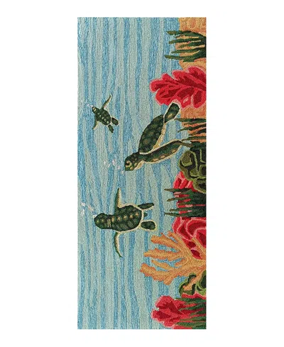 Liora Manne Frontporch Swimming Baby Turtles Runner Area Rug, 2' X 5' In Multi