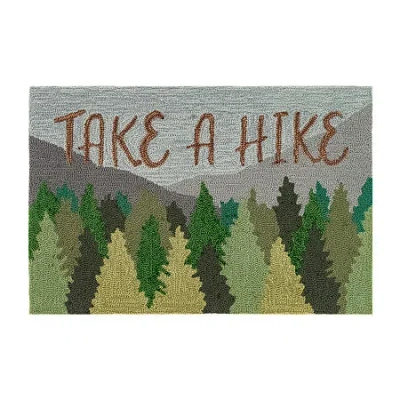 Liora Manne Frontporch Take A Hike Hand Tufted Washable Indoor Outdoor Rectangular Accent Rug In Green