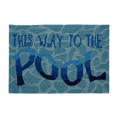 Liora Manne Frontporch This Way To The Pool Hand Tufted Washable Indoor Outdoor Rectangular Accent Rug In Blue