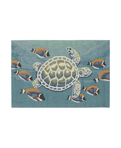 Liora Manne Frontporch Turtle And Fish Area Rug, 2'6 X 4' In Ocean