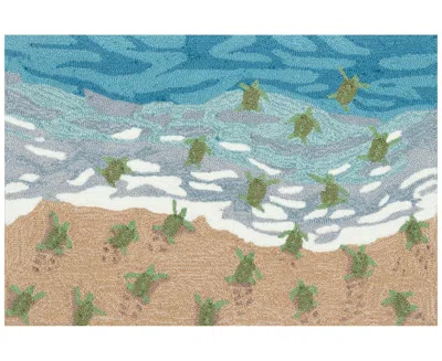 Liora Manne Frontporch Turtle Beach 2'6"x4' Area Rug In Ocean