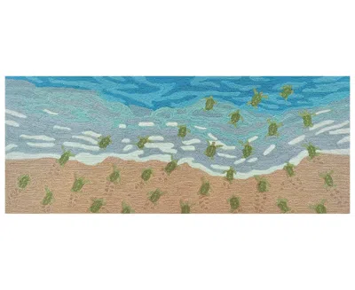 Liora Manne Frontporch Turtle Beach 2'x5' Runner Area Rug In Blue