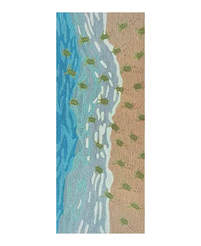 Liora Manne Frontporch Turtle Beach Runner Area Rug, 2' X 5' In Blue