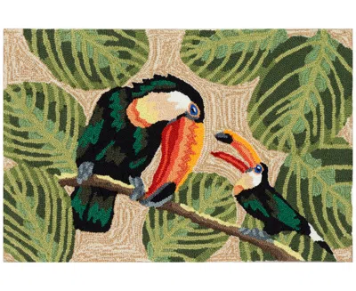 Liora Manne Frontporch Two Cute Toucans 1'8"x2'6" Area Rug In Neutral