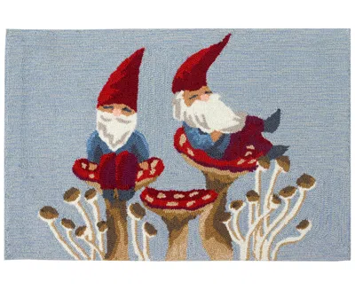 Liora Manne Frontporch Welcome Gnome 2'6"x4' Area Rug In Blue