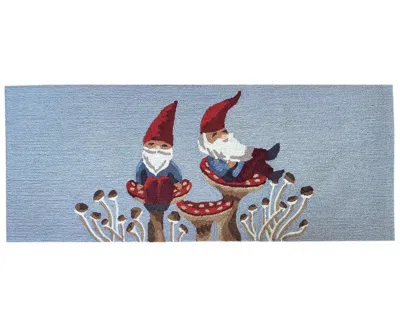 Liora Manne Frontporch Welcome Gnome 2'x5' Runner Area Rug In Blue