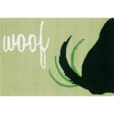 Liora Manne Frontporch Woof Animal Hand Tufted Indoor Outdoor Rectangular Accent Rug In Green