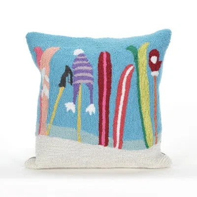 Liora Manne Gone Skiing Indoor/outdoor Throw Pillow