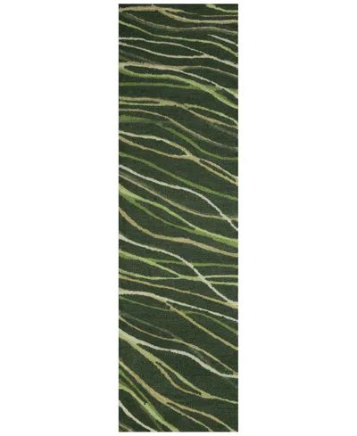 Liora Manne Horizon Ribbons 2'x7'6" Runner Area Rug In Moss