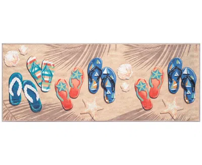 Liora Manne Impressions Beachside Flip Flops 1'11"x4'11" Runner Area Rug In Tan