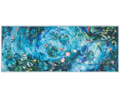 Liora Manne Impressions Peace Pond 1'11"x4'11" Runner Area Rug In Ocean
