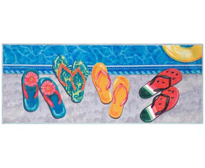 Liora Manne Impressions Poolside Flip Flops 1'11"x4'11" Runner Area Rug In Multi