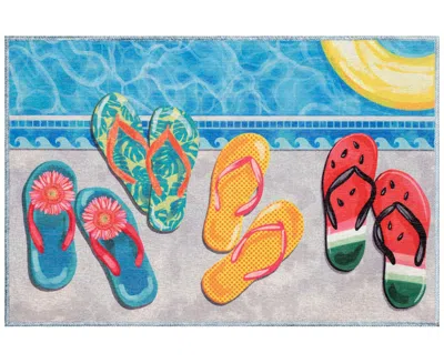 Liora Manne Impressions Poolside Flip Flops 2'5"x3'11" Area Rug In Multi