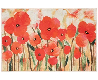 Liora Manne Impressions Poppies 1'11"x2'11" Area Rug In Red