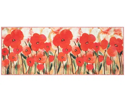 Liora Manne Impressions Poppies 1'11"x4'11" Runner Area Rug In Red