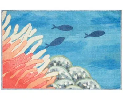 Liora Manne Impressions Reef Border Rug Collection In Ocean