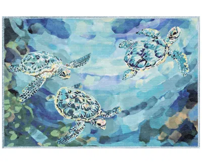 Liora Manne Impressions Seaturtles 1'11"x2'11" Area Rug In Ocean