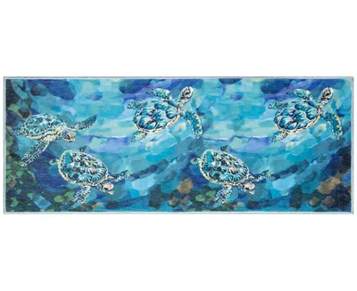 Liora Manne Impressions Seaturtles 1'11"x4'11" Runner Area Rug In Ocean