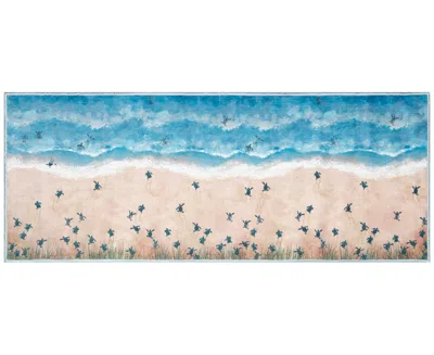 Liora Manne Impressions Seaturtles Beach 1'11"x4'11" Runner Area Rug In Tan