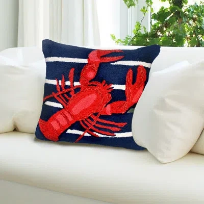 Liora Manne Lobster On Stripes Throw Pillow