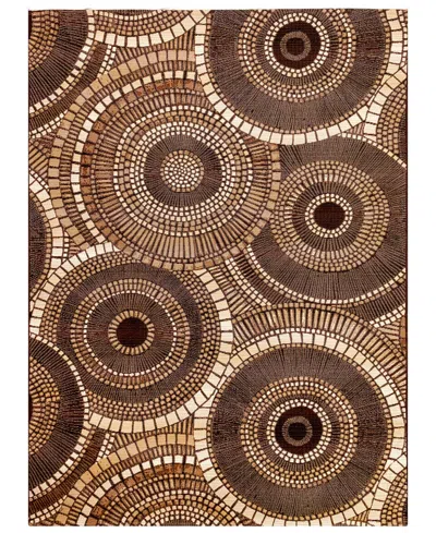 Liora Manne Marina 8035 Circles 1'11" X 7'6" Indoor/outdoor Runner Area Rug In Brown